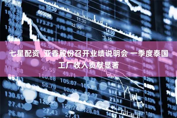 七星配资  亚香股份召开业绩说明会 一季度泰国工厂收入贡献显著